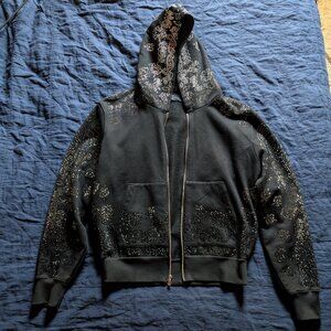 Amiri Men's Crystal Bandana Zip-Up Hoodie - M